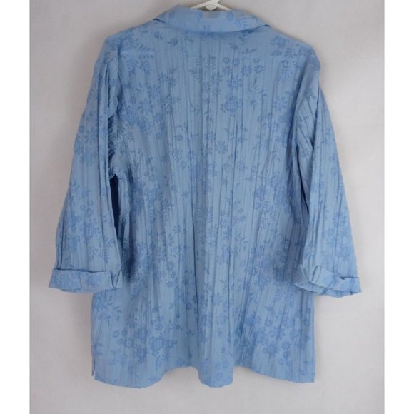 City Elements by Lee Women's Sheer Rouched Blouse With Floral Designs Size Large - Picture 2 of 7